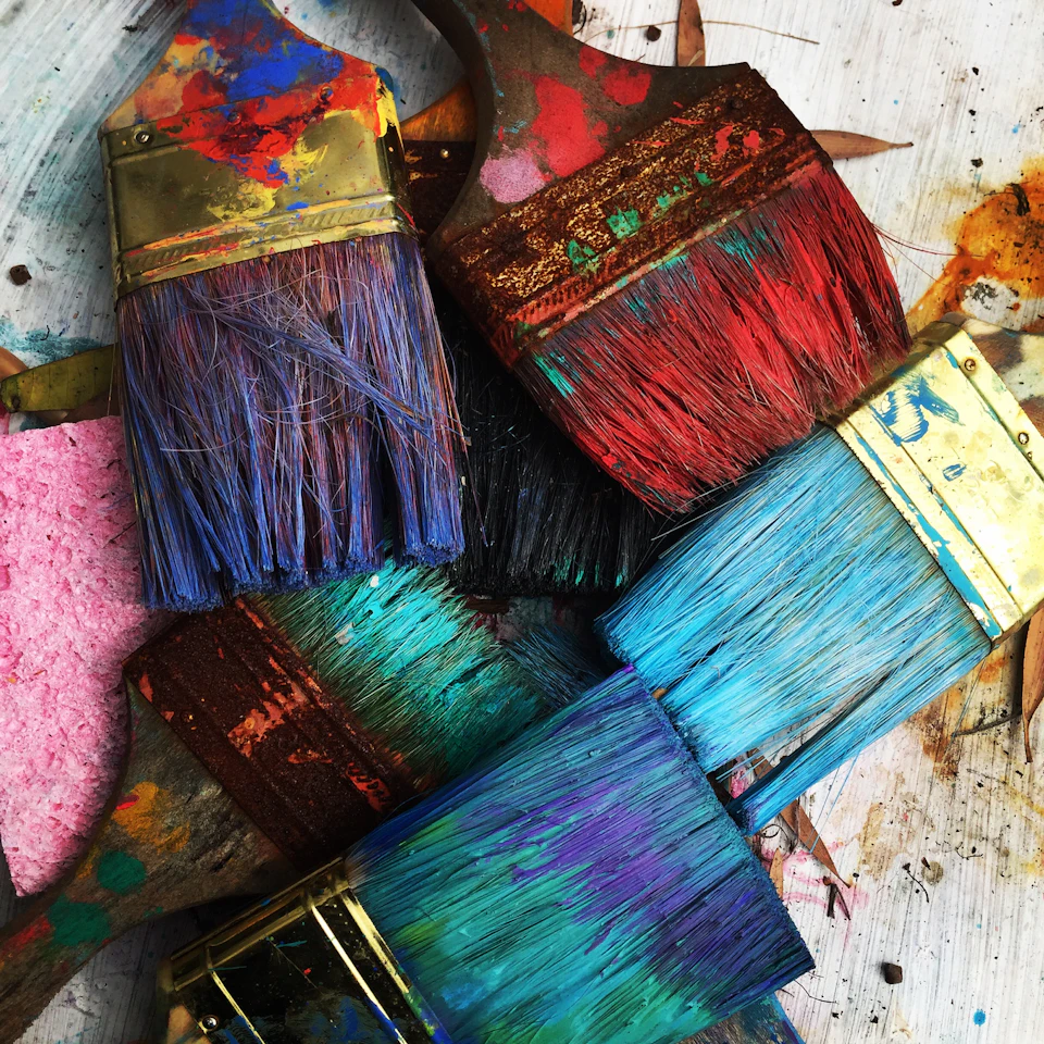 Assorted-color paintbrushes