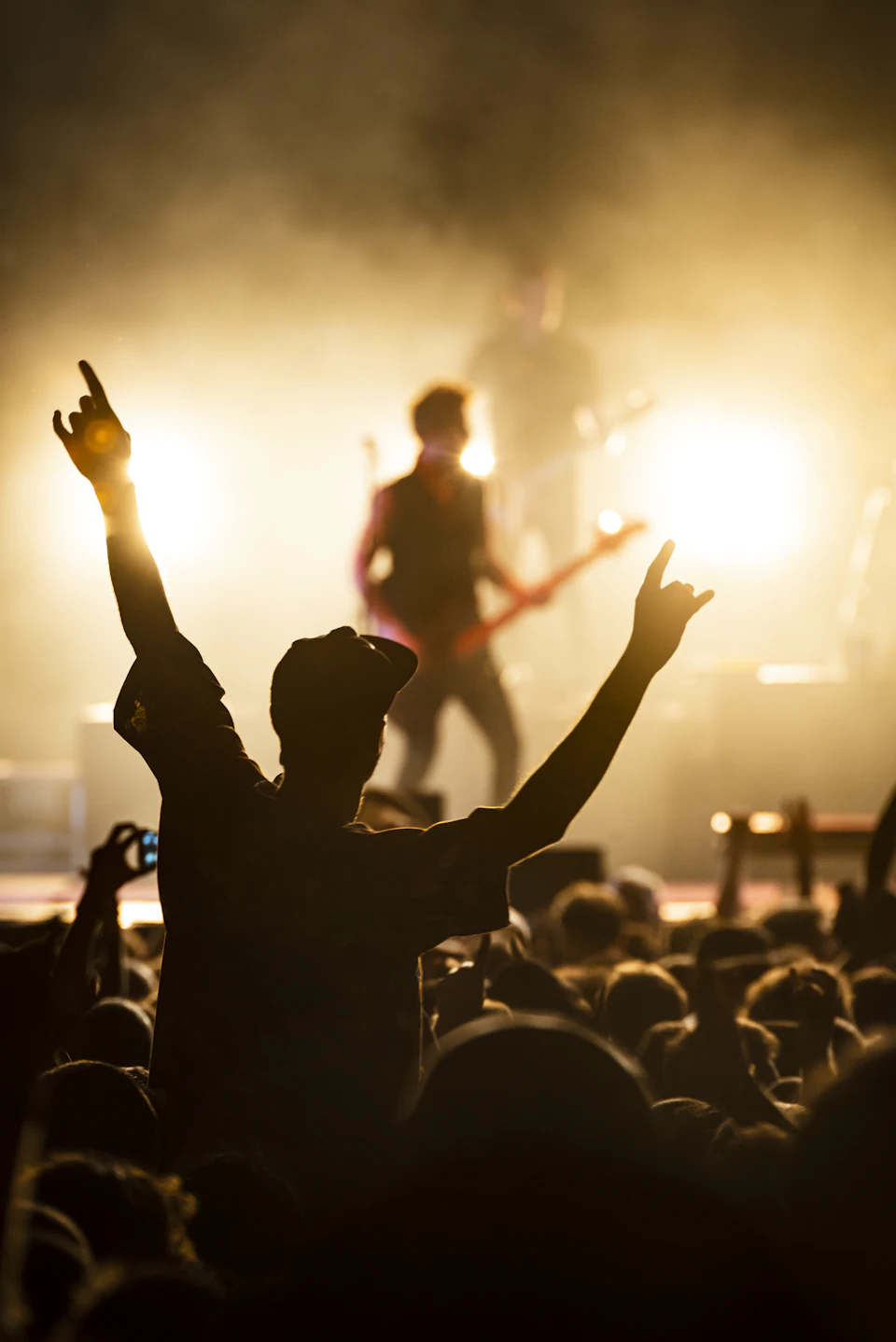 People watching band on the stage