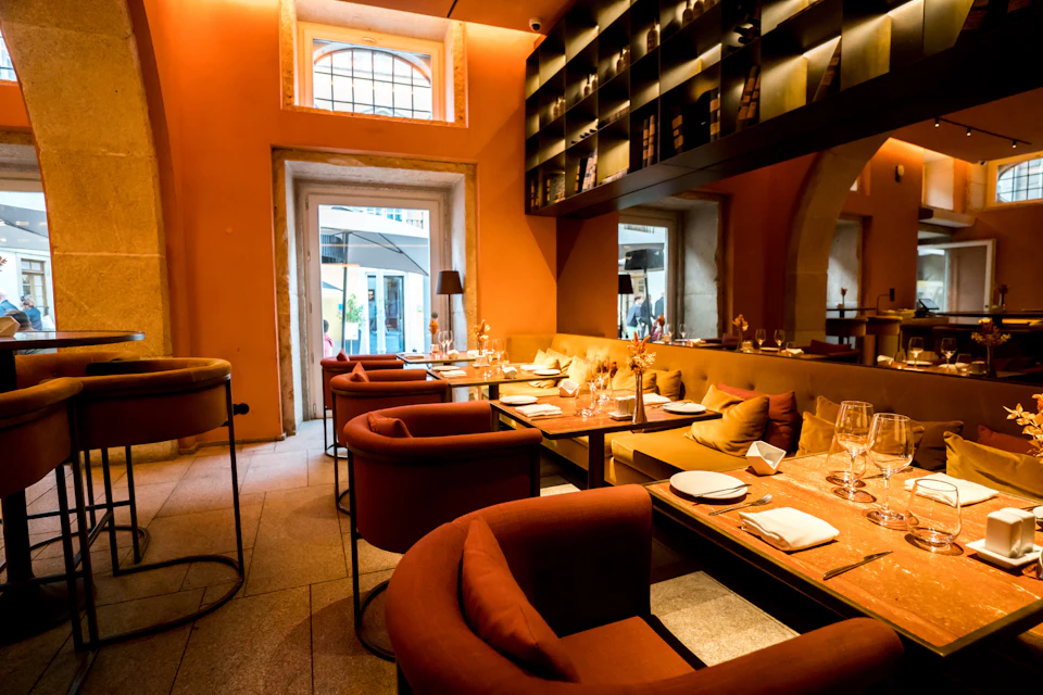 Cozy restaurant interior with tables and seating